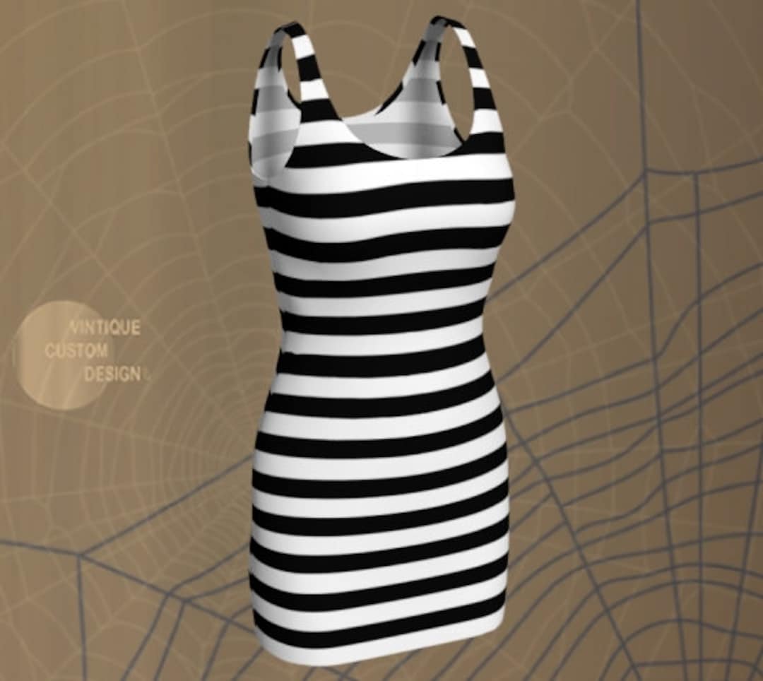Striped Bodycon Dress: Black and White Halloween Costume