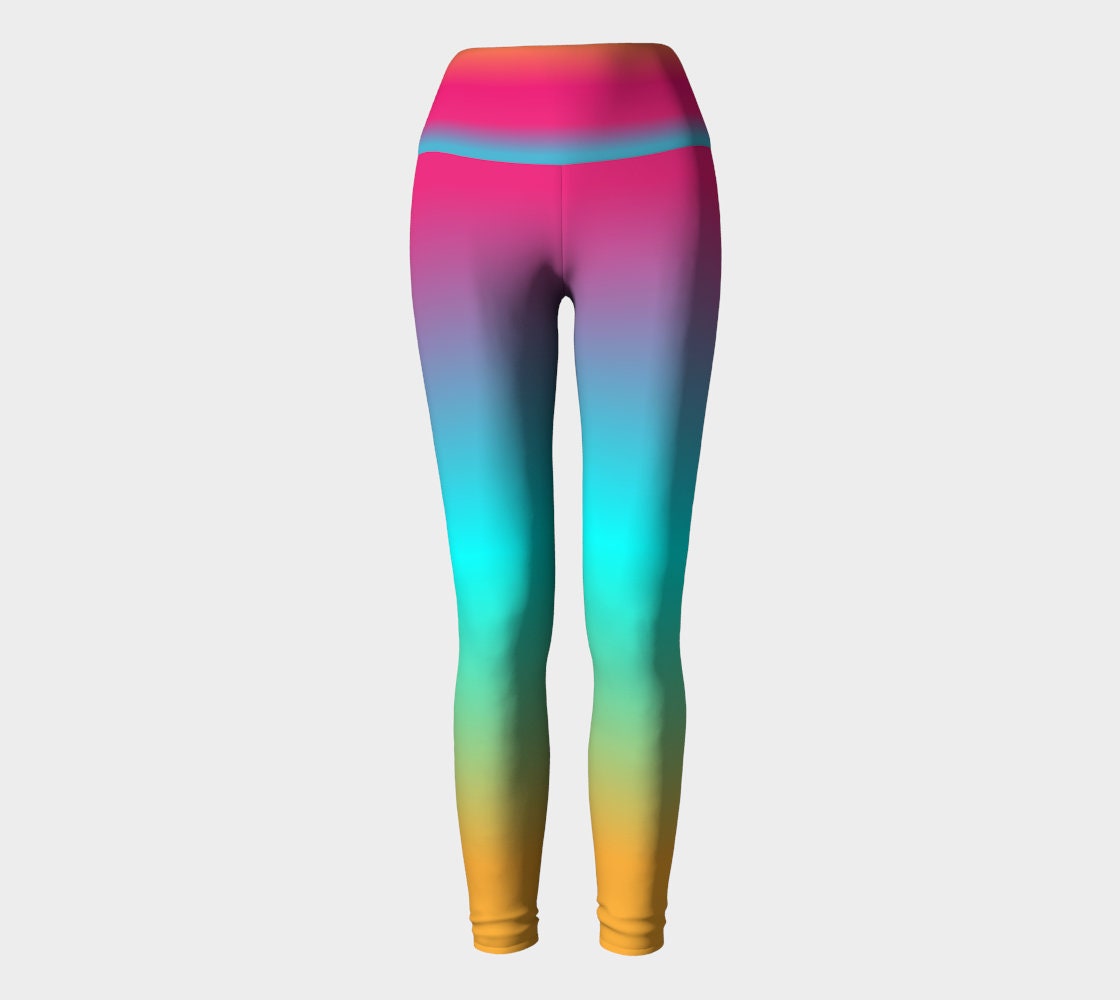 Neon Rainbow Leggings WOMENS Ombre Leggings Festival YOGA LEGGINGS Colorful  Work out Yoga Pants for Women Rave Leggings Burning Man Leggings