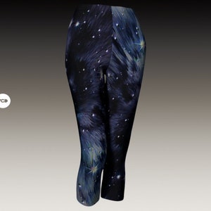 Leggings capri galaxie céleste : pantalons de yoga pour femmes, vêtements pour festival rave