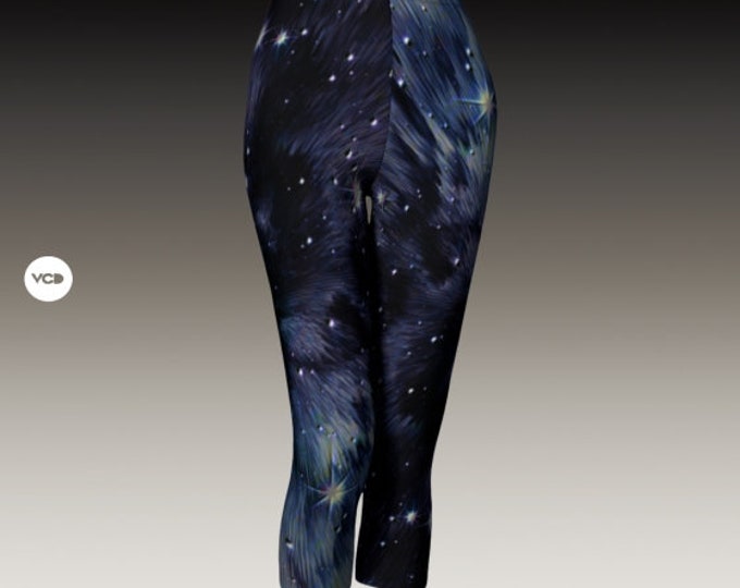 Celestial GALAXY LEGGINGS Capri PANTS Yoga Pants Yoga Leggings Yoga Capri Womens Leggings Workout Clothing Festival Clothing Rave Leggings