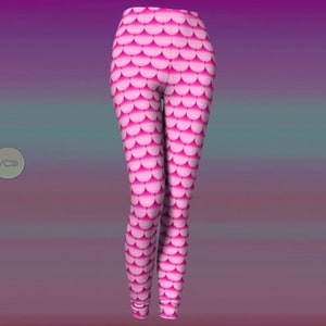 Pink Mermaid Scale Leggings: Women&#39;s Yoga Cosplay Pants