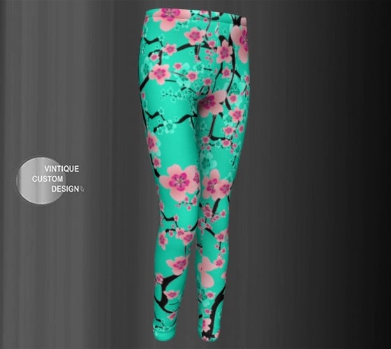 Girls Cherry Blossom Floral LEGGINGS for GIRLS Baby Leggings Girls