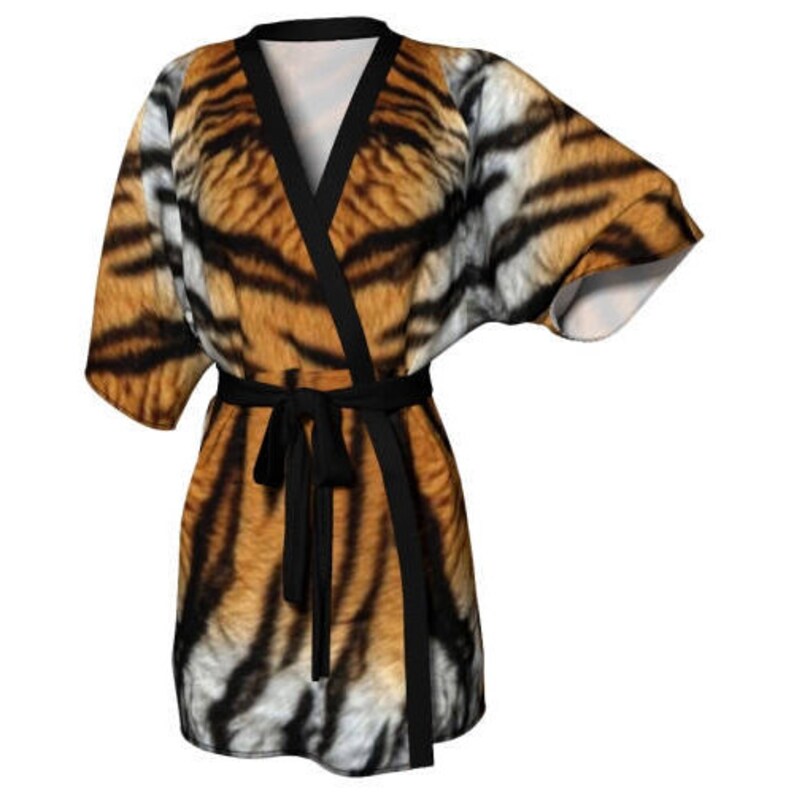 tiger print silk robe