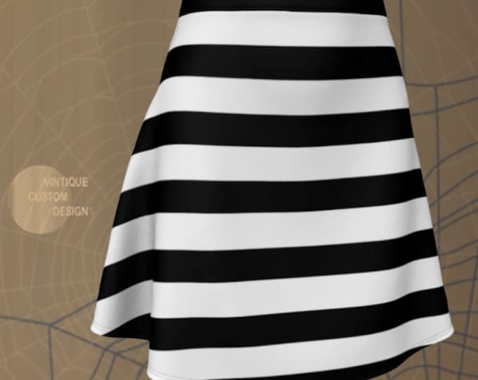 Black and White Striped SKIRT HALLOWEEN Skirt Womens Skirt Fitted Skirt or Flare Skirt Inmate Costume Skirt Jail Costume Skirt Prisoner