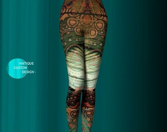 Tribal Art Yoga Leggings: Bohemian Hippie Style