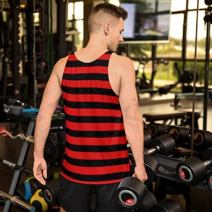 Herren Freddie Kruger HALLOWEEN TANK TOP rot schwarz gestreiftes Tank Top All Over Print Tank Top für Männer Halloween Tank Top Ärmelloses Tank Top