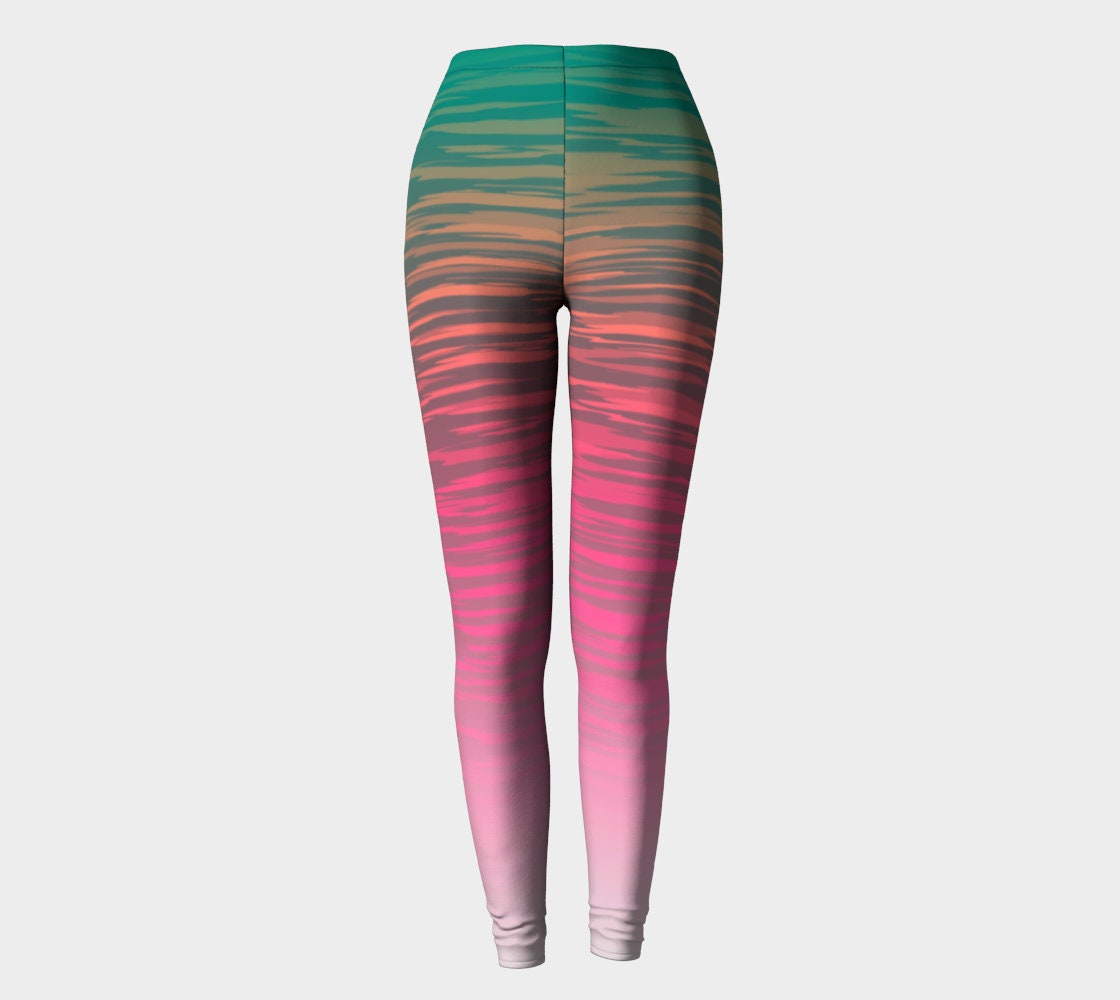 Neon STRIPED Leggings WOMENS Ombre Printed Leggings Yoga Leggings Yoga Pants  Rave Legging Fitness Leggings Dance Tights Festival Clothing