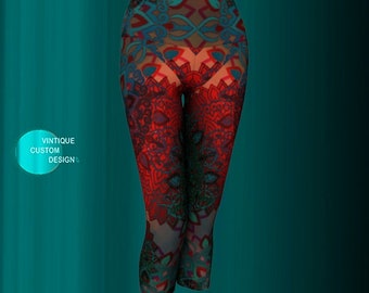 CAPRI YOGA PANTS Womens Leggings Yoga Leggings Capri Leggings Mandala Sacred Geometry Workout Capri Pants Printed Leggings Tribal Boho Pants