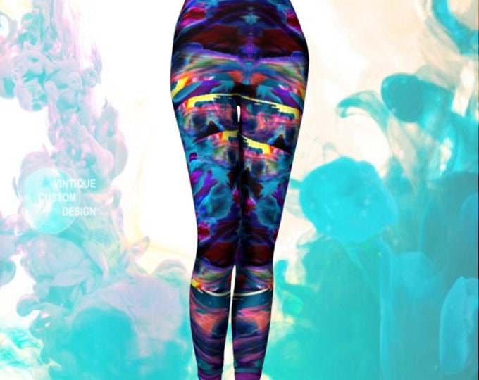 Trippy Art Leggings Psychedelic LEGGINGS Paint Splatter Leggings Sexy Print Leggings Sexy YOGA PANTS Festival Clothing Womens Rave Leggings