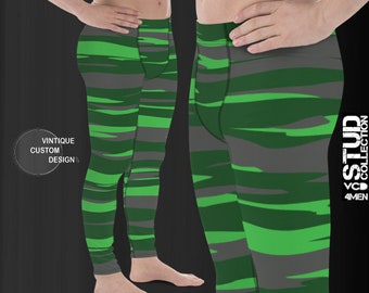 Mens Green Camo Leggings: Workout Joggers