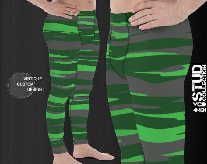 MENS Green Camouflage CAMO LEGGINGS Mens Leggings Camouflage Leggings for Men Joggers Work Out Pants Mens Green Camo Yoga Pants Gift for Him