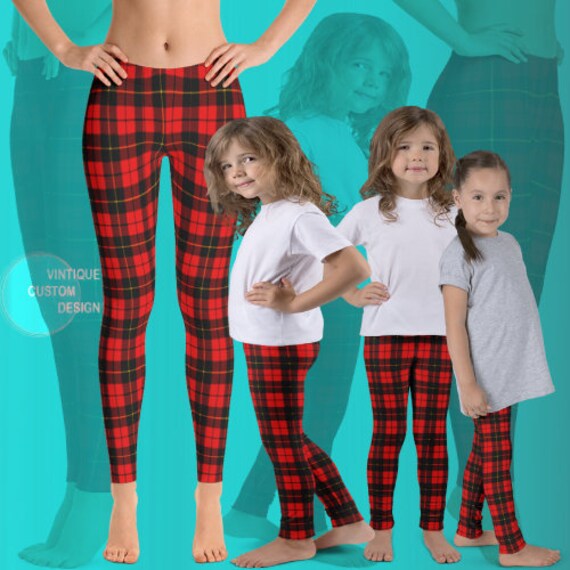 Red Tartan PLAID LEGGINGS Mommy and Me Outfit Matching Leggings Baby Leggings Red Toddler Leggings Youth Leggings Kids Valentine s Day Gift