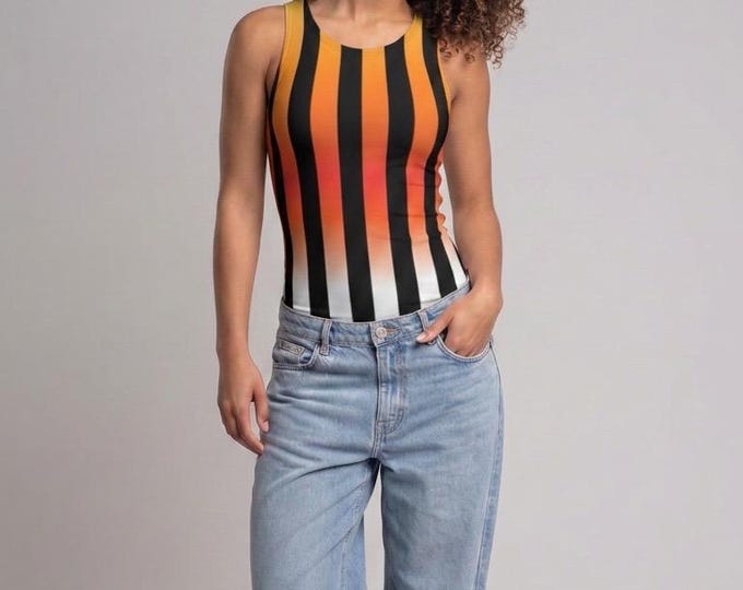 Candy Corn Ombre Halloween Tank Top: Fitted Sleeveless Jersey