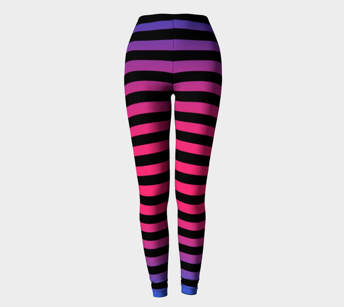 NEON STRIPED LEGGINGS Witch Leggings Women's Pink and Purple Ombre ...