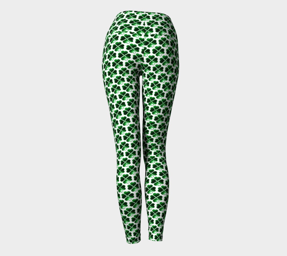 CLOVER LEGGINGS Womens Four Leaf Clover SHAMROCK Yoga Leggings Green ...