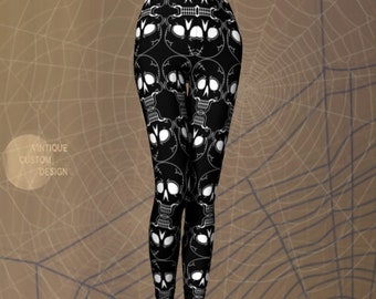 Skull Print Leggings: Halloween Skeleton Yoga Pants