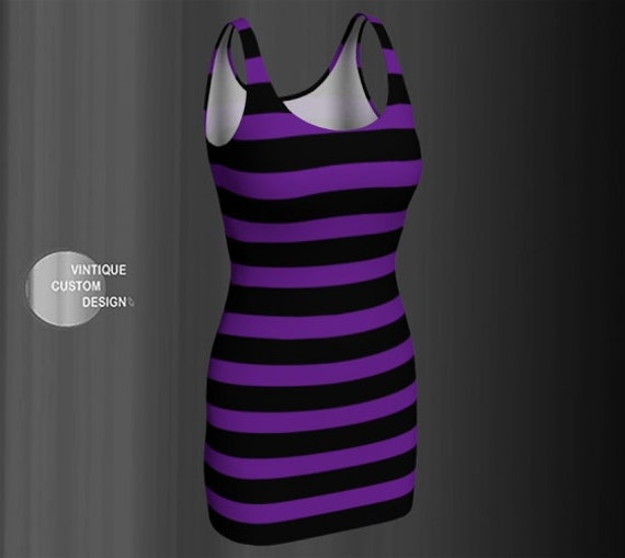 purple and black striped dress Bronwyn Newport's Purple and Black Striped Dress