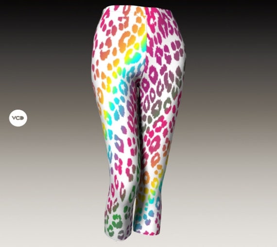 Rainbow Cheetah Print Capri Leggings: Women's Yoga Pants