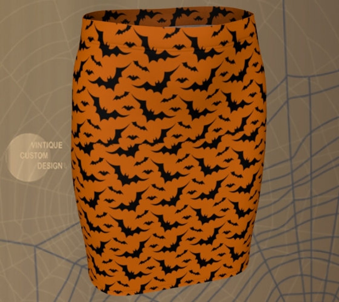 BAT SKIRT HALLOWEEN Jupe Femme Jupe pour Halloween Jupe Orange Etsy