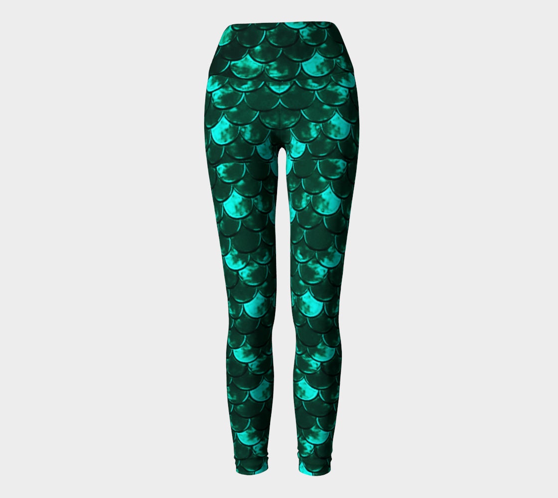 MERMAID SCALE LEGGINGS for Women Mermaid Yoga Leggings Mermaid Yoga Pants  Fish Scale Leggings Green Mermaid Leggings Workout Pants Women's