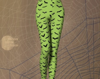 Halloween Bat Print Leggings: Women's Yoga Pants, Costume Leggings