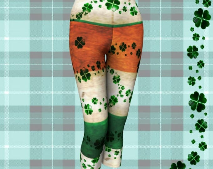 IRISH LEGGINGS Saint Patricks Day Clothing for Women Sexy Yoga Pants Capri Yoga Leggings Sexy Print Leggings CLOVER Leggings Lucky Leggings