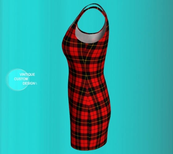 Red Tartan PLAID DRESS Body-con Dress Flare Dress WOMENS Red Tartan ...