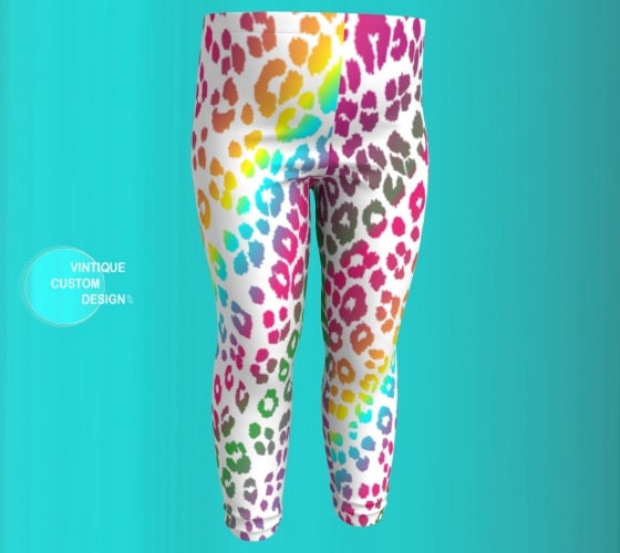 RAINBOW CHEETAH LEGGING'S for Girls Baby Leggings / Toddler Leggings Back  to School Outfit for Kids Fashion Tights for Girls Dance Tights