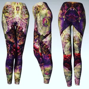 Festival Leggings WOMENS Designer LEGGINGS Womens Yoga Pants Tribal Leggings Amethyst Art Leggings Festival Clothing Burning Man Leggings