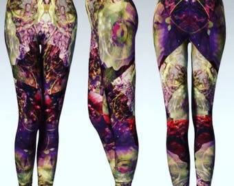 Festival Leggings WOMENS Designer LEGGINGS Womens Yoga Pants Tribal Leggings Amethyst Art Leggings Festival Clothing Burning Man Leggings