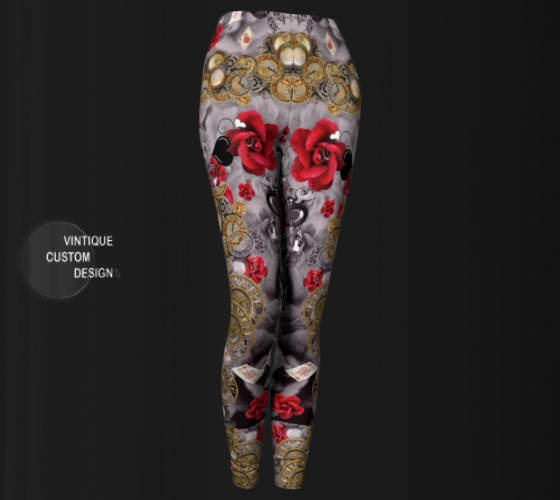 Queen Of Hearts Cyberpunk Leggings Womens Steampunk Leggings