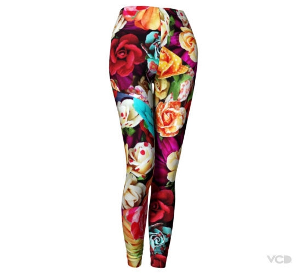 FLORAL LEGGINGS WOMENS Yoga Leggings Flower Print Leggings Floral Yoga