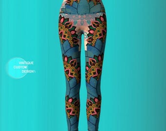 LEGGINGS YOGA PANTS Sexy Print Leggings Sexy Womens Leggings Festival Clothing Burning Man Leggings Lotus Flower Leggings Sacred Geometry