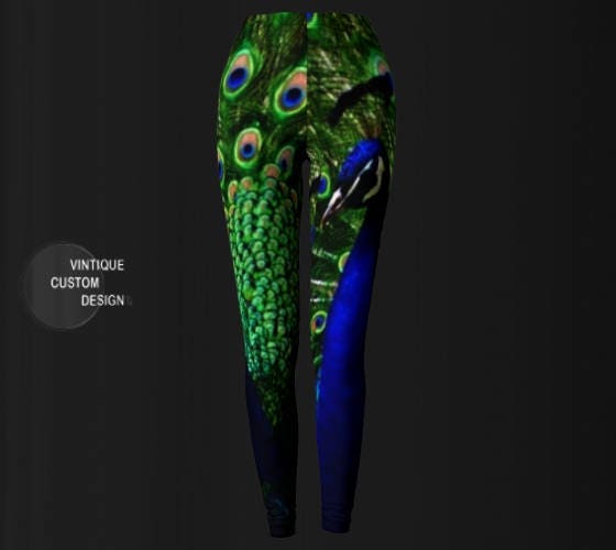 Peacock Printed Legging Green Ladies Feather Yoga Bottom Stretchy Digital  Pants