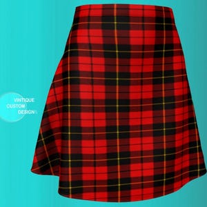 RED Tartan PLAID Mini SKIRT Red Plaid Skirt Red Plaid Mini Skirt Womens Clothing Sexy Mini Skirt Sexy Print Plaid Skirts for Women Flare image 6