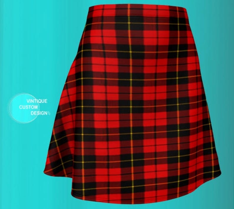 RED Tartan PLAID Mini SKIRT Red Plaid Skirt Red Plaid Mini Skirt Womens Clothing Sexy Mini Skirt Sexy Print Plaid Skirts for Women Flare image 6