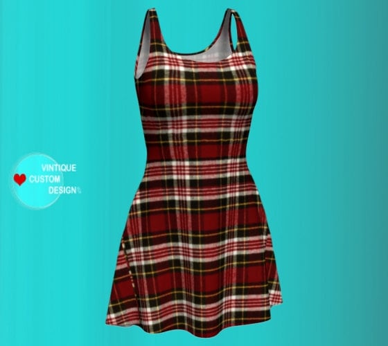 PLAID BODYCON DRESS Red Tartan Plaid Dress Sexy Mini Dress - Etsy