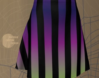 Purple Ombre Halloween Skirt: Striped High Waisted Fit & Flare