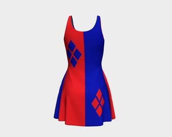 harley quinn skater dress Harley Quinn Joker Clown Jester Halloween Mini Dress Skater Red/Black S/M