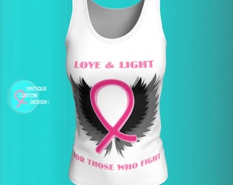 Pink Ribbon Breast Cancer Awareness and Support TANK TOP Womens Tank Top - Get Well Gift - Survivor Gift - Pink Ribbon Shirt for Women