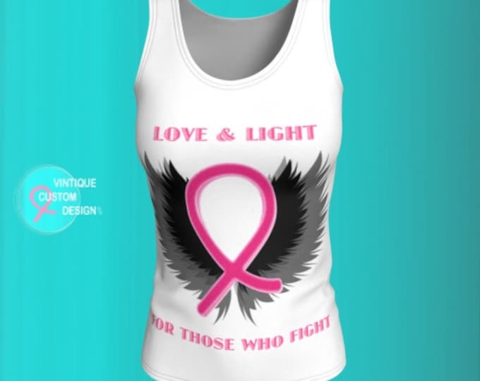 Pink Ribbon Breast Cancer Awareness and Support TANK TOP Womens Tank Top - Get Well Gift - Survivor Gift - Pink Ribbon Shirt for Women