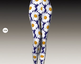 Daisy Floral Leggings: Women's Spring Yoga Pants