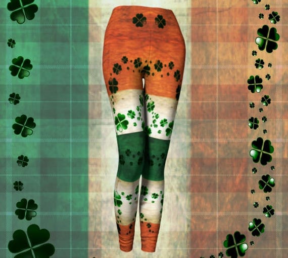 Irish Flag Leggings for Women National Pride of Ireland St Patricks Day Pants Irish Flag Leggings for Women National Pride of Ireland St Patricks Day Pants