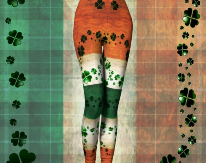 IRISH FLAG St. Patricks Day Leggings Womens St. Patty's Day Leggings Womens Clothing Sexy Print Leggings Shamrock Clover Irish Pride Pants