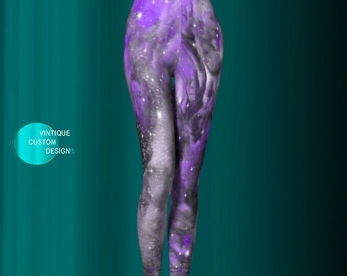 Celestial Galaxy LEGGINGS Womens Yoga Leggings Yoga Pants Sparkly Leggings For Women Cosmic Leggings Space Leggings Blackmilk Leggings