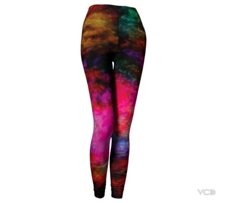 Rainbow Art Leggings: High Waist Yoga Pants, Rave Festival Clothing image 5