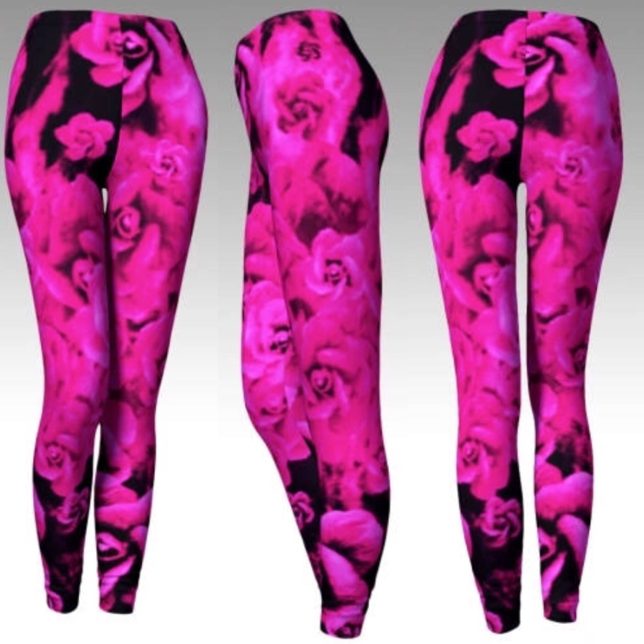 Pink Rose Camouflage Flower Floral Women's Leggings TC Plus Size 12-20 |  eBay