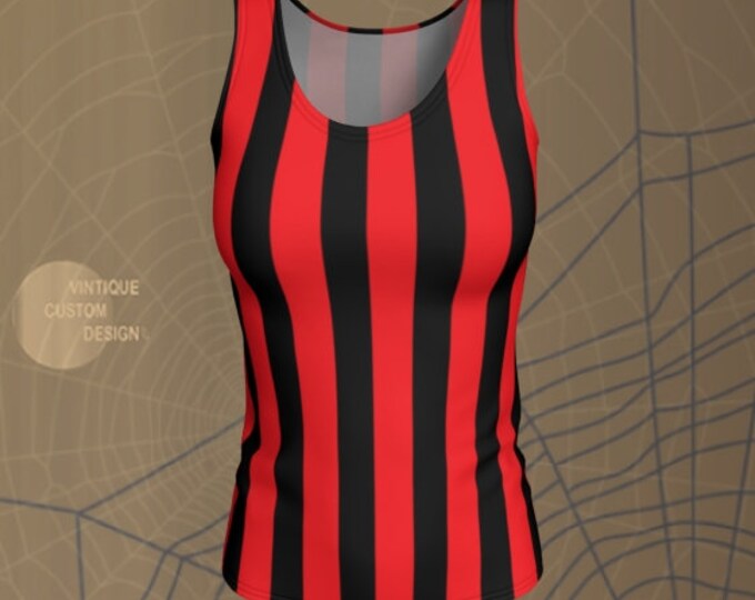 Red and Black STRIPED TANK TOP Freddie Kruger Top Womens Halloween Tank top Witch Tank Top Workout Tank Top Striped Tank Top for Women