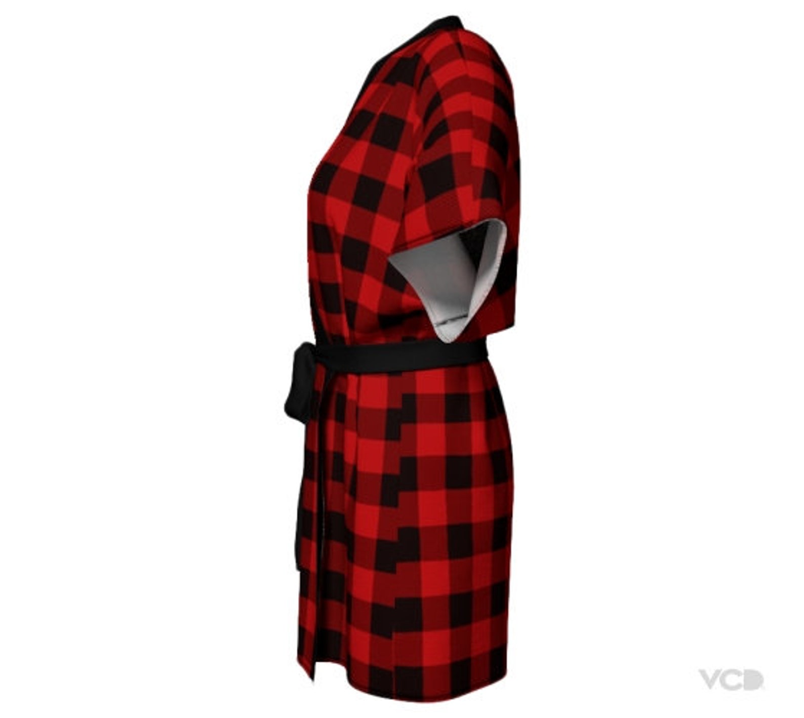 Red BUFFALO PLAID ROBE Kimono Robe Peignoir Robe for Women Red Etsy