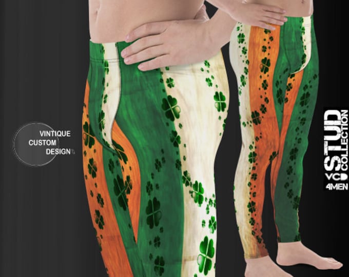 Irish Flag Leggings MENS St Patricks Day St Patty's Day Leggings MEGGINGS Joggers for Men Irish Pride Shamrock Clover Leggings Pants for Men